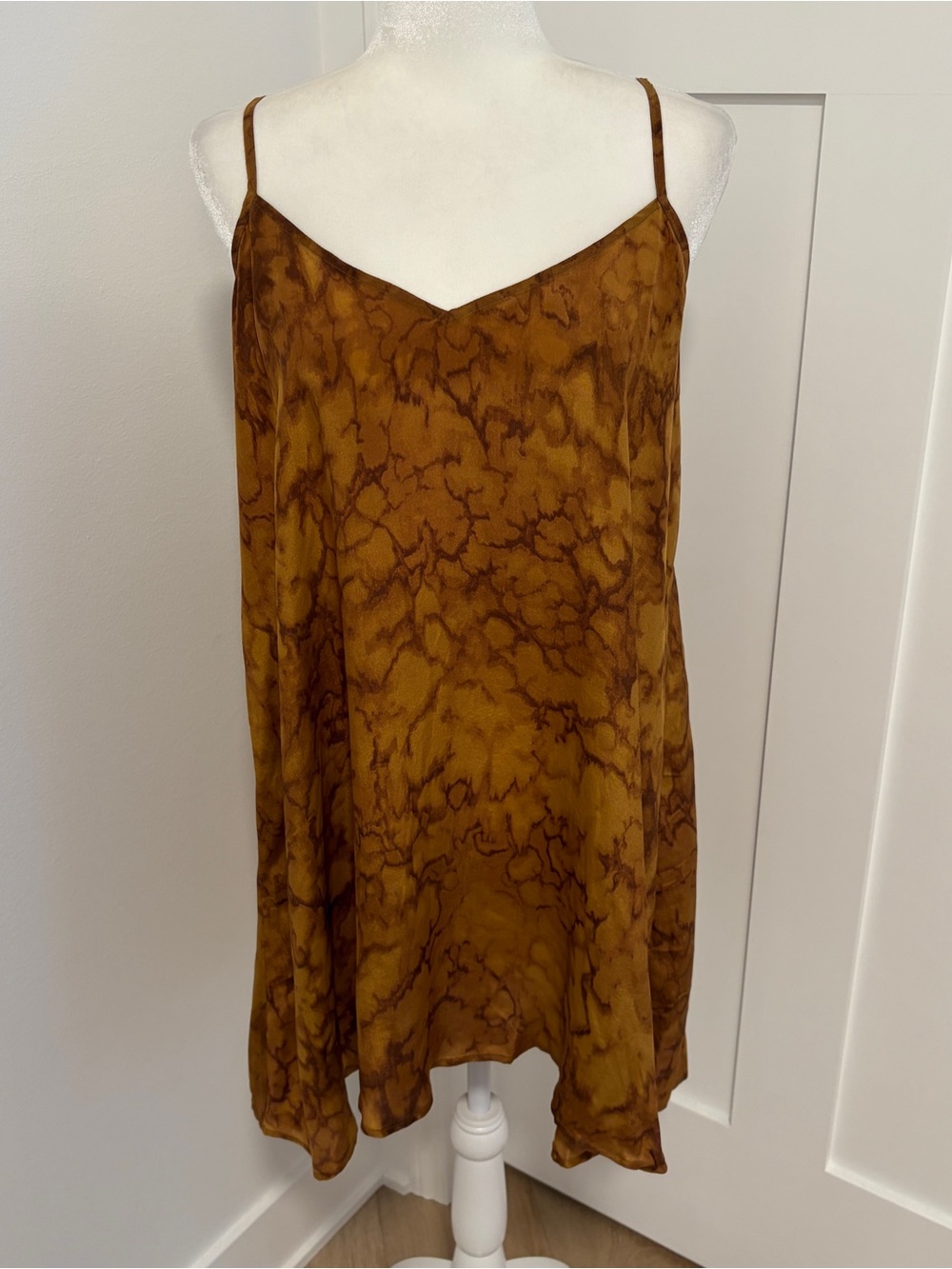 Mes Demoiselles Marbella Silk Mini Dress Sz 6 US 38 Brown Abstract Strappy*E3 - Picture 4 of 8